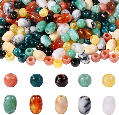 240Pcs Acrylic Barrel Beads 17mm*13mm +Round Beads 12mm Macrame Crafts Large Hole in Saudi Arabia
