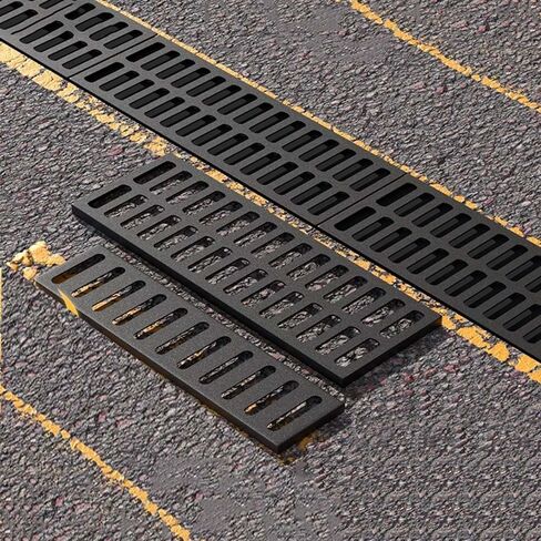 Heavy-Duty Cast Iron Channel Drain Grate for Garage & Sidewalk | Durable 4" x 20" Outdoor Metal Sewer Drainage Trench Cover | 20" x 12" Floor Drain Solution in Kuwait