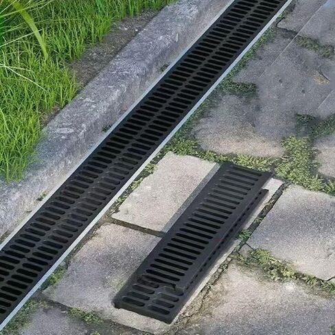 Heavy-Duty Cast Iron Channel Drain Grate for Garage & Sidewalk | Durable 4" x 20" Outdoor Metal Sewer Drainage Trench Cover | 20" x 12" Floor Drain Solution in Kuwait
