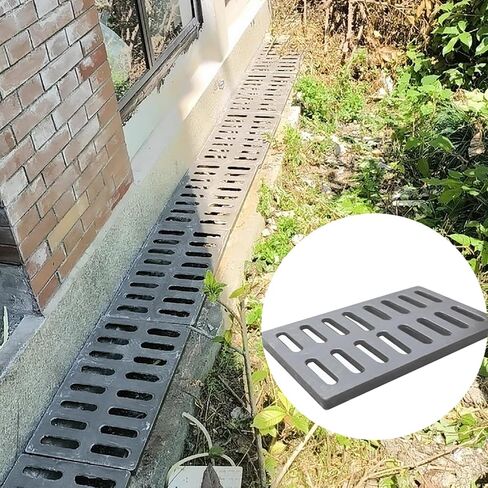 Heavy Duty Cast Iron Drain Grate - Durable Outdoor Driveway Drain Cover, Black Rectangle for Concrete Floors, Yard & Driveway, 60x60x3cm (23.6x23.6x1.2in) in Kuwait