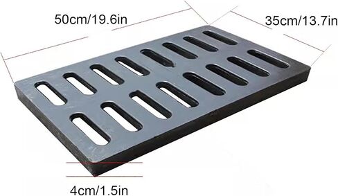 Heavy Duty Cast Iron Drain Grate - Outdoor Rectangle Drain Cover for Driveway & Yard, Durable Black Grate for Concrete Floors (50x35x4cm) - Weather Resistant, Rust Proof in Kuwait