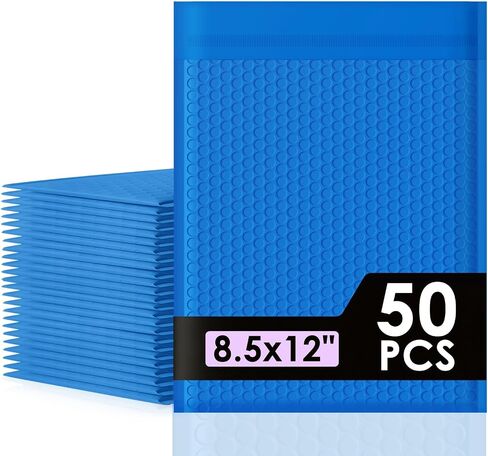 Packbabol Bubble Mailers 4x8 "100 حزمة مغلفات زرقاء مبطنة مقاومة للماء حجم قابل للاستخدام 4x7 مغلفات بريدية مبطنة ذاتية الختم فقاعة بريدية مبطنة غير شفافة للشركات الصغيرة، مغلفات بريدية #000 in Kuwait