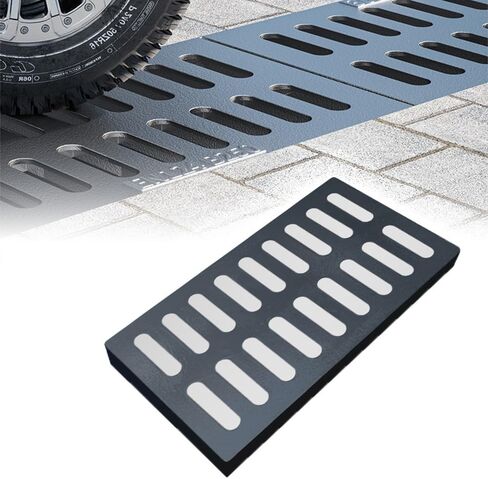 Heavy Duty Cast Iron Ditch Drain Cover - 8" 10" 12" Sewer Grates for Trench Drain System, 60x40cm (23.6x15.7in) - Durable Water Blockage Solution in Kuwait