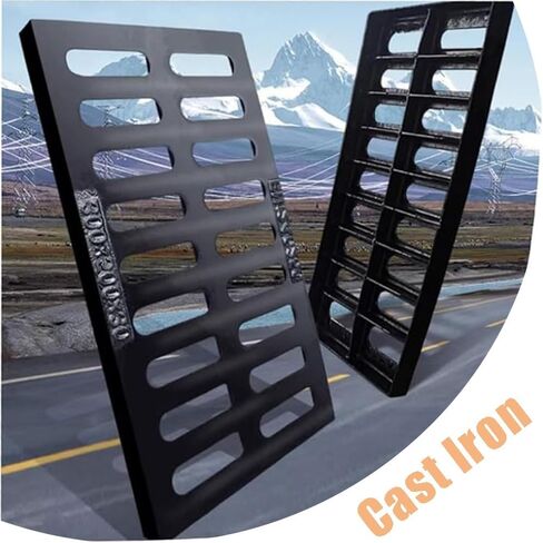 Heavy Duty Cast Iron Ditch Drain Cover - 8" 10" 12" Sewer Grates for Trench Drain System, 60x40cm (23.6x15.7in) - Durable Water Blockage Solution in Kuwait