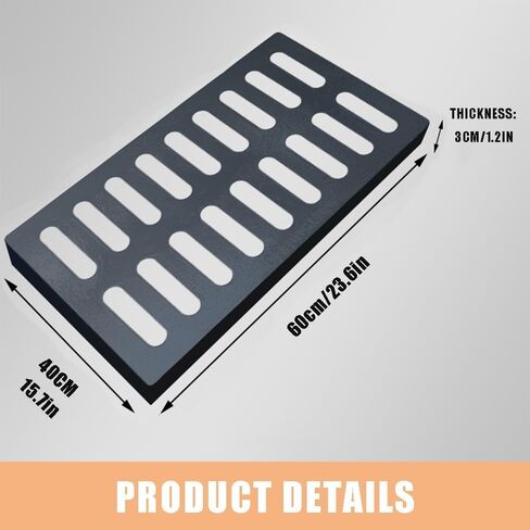 Heavy Duty Cast Iron Ditch Drain Cover - 8" 10" 12" Sewer Grates for Trench Drain System, 60x40cm (23.6x15.7in) - Durable Water Blockage Solution in Kuwait