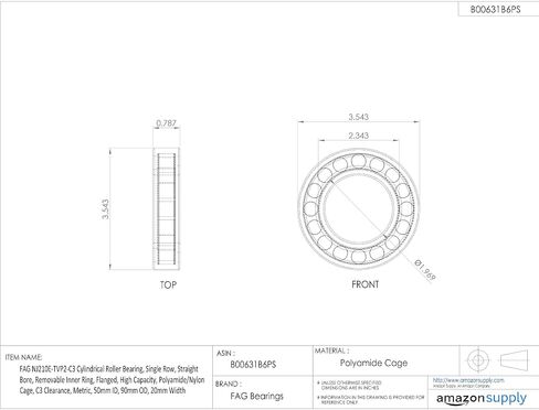 محمل FAG NJ210-E-TVP2-C3 50X90X20MM، محمل، أسطواني، أسطوانة، صف واحد in Kuwait