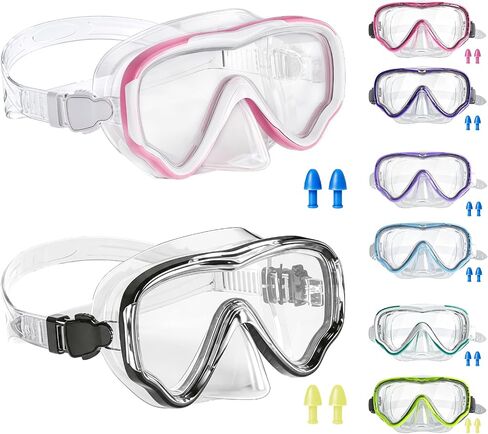أطفال سباحة نظارات وغطاء للأنف ، وقناع الغطس المضاد لمكافحة UV ، و Snorkeling Gear للسباحة للأطفال 3-14 2pcs in Kuwait