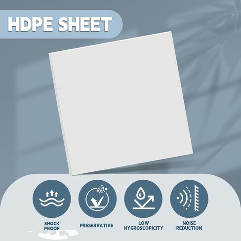 Sasylvia Hdpe Sheet, Hdpe Plastic Sheet Flexible High Density Polyethylene Cutting Board Solid Plastic Block for DIY Project Machining Home(1/2" X 4'' X 4'',White,2 Pcs) in Kuwait
