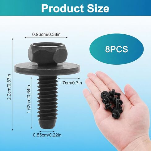 8Pcs M8-1.25 x 20mm Car Skid Plate Bolts,Carbon Steel Hex Head Splash Shield Cover Bolt,Compatible with Toyota 4Runner Tacoma Tundra Sequoia FJ Cruiser,Replaces 90080-11373 Suspension Crossmember Bolt in Kuwait