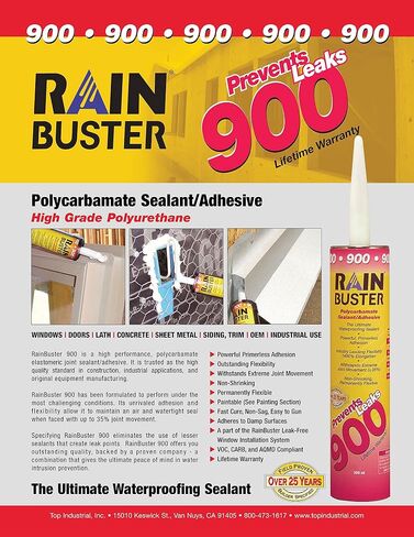 Rain Buster 900 لون أبيض - مانع تسرب/لاصق عالي الأداء من البولي كربامات - يمنع التسربات in Kuwait