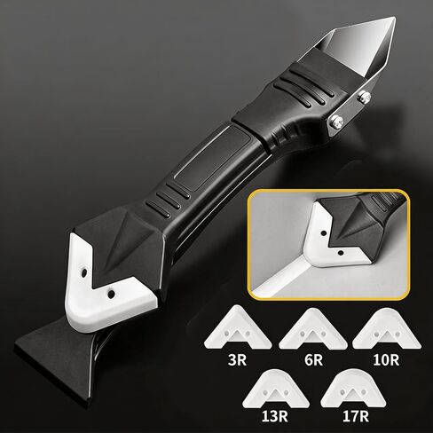1 Set Silicone Caulking Tool with Stainless Steel Head, 3 in 1 Sealant Scraper Smoother & Cleaner for Bathroom Tub, Window, Tile, Shower Sink Joints, Black in Kuwait
