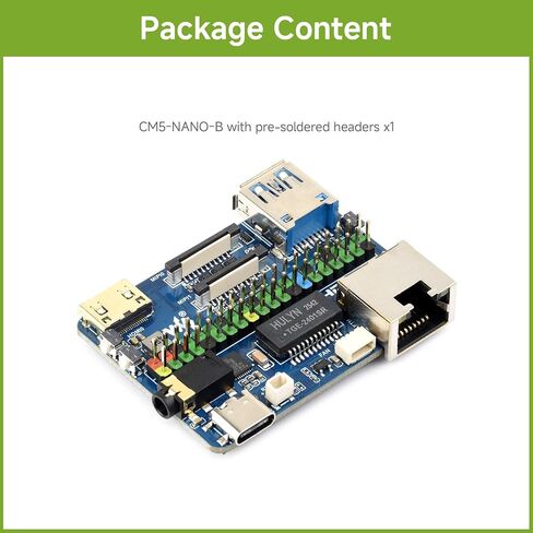 Waveshare CM5-NANO-B Mini Expansion Board,with pre-soldered Headers | Compatible with Raspberry Pi Compute Module 5,Same Size As The CM5,4K HDMI,USB 3.2,Gigabit, dual MIPI interfaces in Kuwait