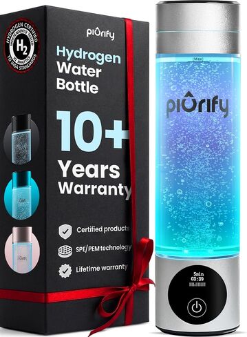PIURIFY Hydrogen Water Bottle Generator | Up to 6300+ PPB in 3 Cycles | Molecular Hydrogen with SPE/PEM Technology | Certified H2 Generator | Rechargeable | Extended Warranty | 10 oz (Turquoise) in Kuwait