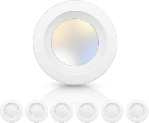 ECOELER 5/6 inch LED Recessed Lighting, Dimmable Ceiling Can Light, 16.5W 1200Lm, 5CCT Selectable(27K, 30K, 40K, 50K, 60K), Aluminum Trim, Retrofit Installation Downlight - ETL & FCC Listed in Kuwait