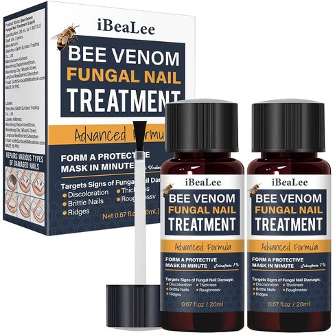 Toenail Fungus Treatment Extra Strength -1% Tolnaftate, Bee Venom Nail Fungus Treatment, Gentle Fungal Nail Repair for Yellow, Thick, Discolored, Broken, Damaged Toe Nails & Fingernails, 2 Bottles in Kuwait