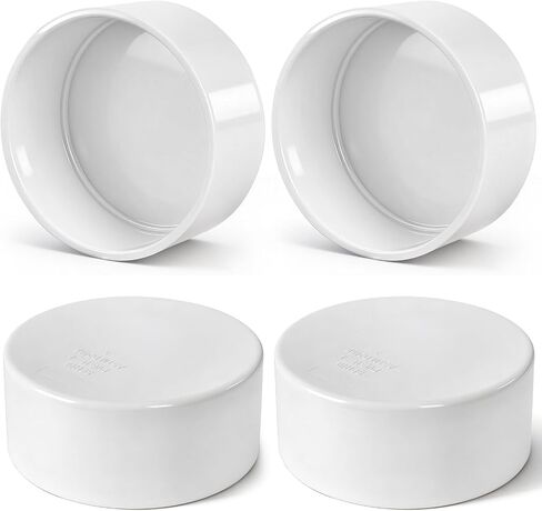Covzoe 4 Pack 4 "PVC تركيب غطاء نهاية الأنابيب، متوافق مع 4.5" OD، SCH 40 قابس أنابيب درجة الأثاث، تجهيزات غطاء الأنابيب البيضاء للسباكة، بناء الأثاث PVC، رف الحديقة DIY in Kuwait