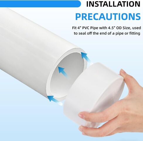 Covzoe 4 Pack 4 "PVC تركيب غطاء نهاية الأنابيب، متوافق مع 4.5" OD، SCH 40 قابس أنابيب درجة الأثاث، تجهيزات غطاء الأنابيب البيضاء للسباكة، بناء الأثاث PVC، رف الحديقة DIY in Kuwait