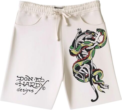 شورت ED HARDY للرجال The Corps Panther Cobra باللون العاجي EHM8000-18R in Kuwait