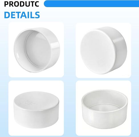 Covzoe 4 Pack 4 "PVC تركيب غطاء نهاية الأنابيب، متوافق مع 4.5" OD، SCH 40 قابس أنابيب درجة الأثاث، تجهيزات غطاء الأنابيب البيضاء للسباكة، بناء الأثاث PVC، رف الحديقة DIY in Kuwait