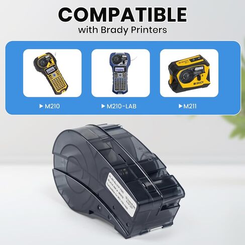 Replacement Label Tape Tape Compatible for M21-750-7425, Chemical and Temp Resistant Label for M210, M210-LAB, M211 and BMP21-LAB Printers,Black on White,0.75" Width 21' Length in Kuwait