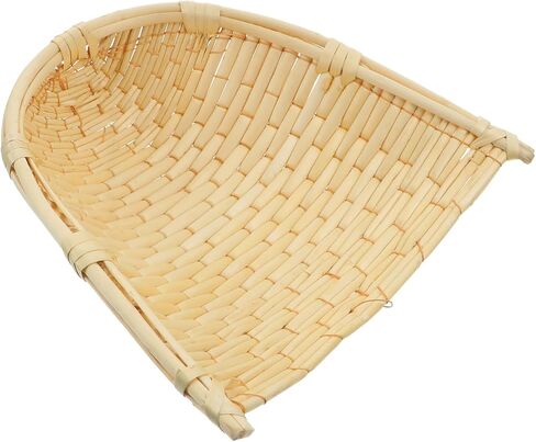 BESTYASH Handmade Woven Basket, Bamboo Winnowing Tray Household Vegetable Holder Decorative Storage Basket for Kitchen Display Easy-Clean Beige for Home Organization and Serving in Kuwait