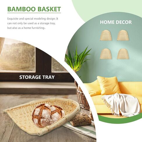 BESTYASH Handmade Woven Basket, Bamboo Winnowing Tray Household Vegetable Holder Decorative Storage Basket for Kitchen Display Easy-Clean Beige for Home Organization and Serving in Kuwait