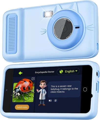 AI Digital Camera ، AI Kids Camera كل شيء معرف للفتيان من 4 إلى 12 عامًا ، عدسة مزدوجة ، واي فاي 2.4 جيجا هرتز ، شاشة LCD التي تعمل باللمس ، وأفكار هدايا لمهرجان عيد الميلاد عيد الميلاد in Kuwait