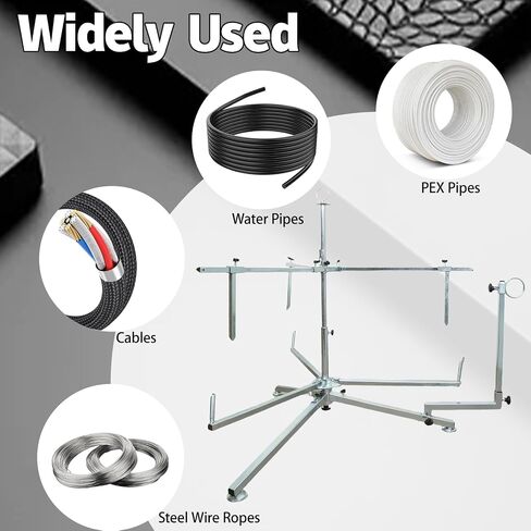 PEX Tubing Uncoiler for 3/8 to 1 Inch Pipe, 220 lb Capacity | Heavy Duty Steel Foldable Coil Dispenser for Radiant Floor Heating, Potable Water Tubing, PERT Pipe and Cable Feeding in Saudi Arabia