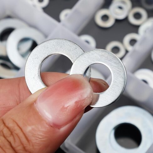 80PCS/ Box Stainless Steel Flat Screw Washer M2-M10 Metal Hardware Round Washers Multifunction Improvement Fastener Tools 8 Sizes 10Pcs per Size in Saudi Arabia