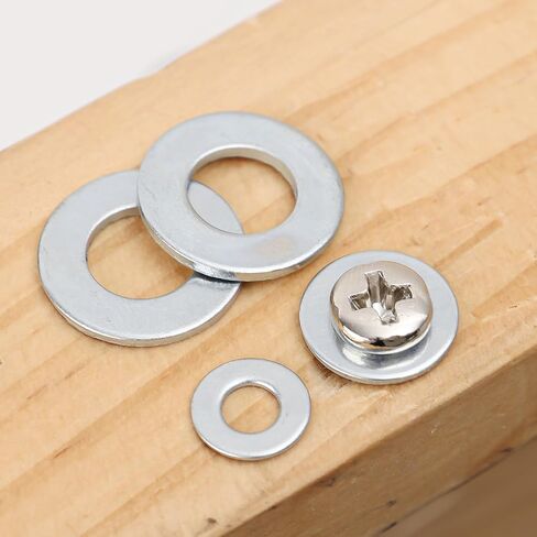 80PCS/ Box Stainless Steel Flat Screw Washer M2-M10 Metal Hardware Round Washers Multifunction Improvement Fastener Tools 8 Sizes 10Pcs per Size in Saudi Arabia