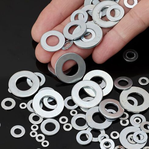 80PCS/ Box Stainless Steel Flat Screw Washer M2-M10 Metal Hardware Round Washers Multifunction Improvement Fastener Tools 8 Sizes 10Pcs per Size in Saudi Arabia