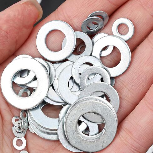 80PCS/ Box Stainless Steel Flat Screw Washer M2-M10 Metal Hardware Round Washers Multifunction Improvement Fastener Tools 8 Sizes 10Pcs per Size in Saudi Arabia