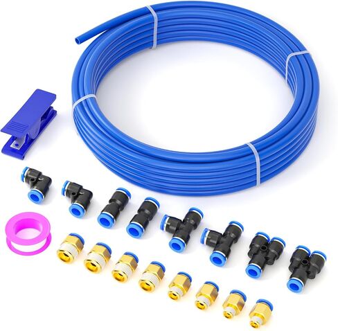 12MM OD Blue Polyurethane PU Air Hose Line Kits with Push-to-Connect Fittings for Compressed Air Fluid Transfer Tubing 10 Meter/32.8ft(Pack of 19) in Saudi Arabia