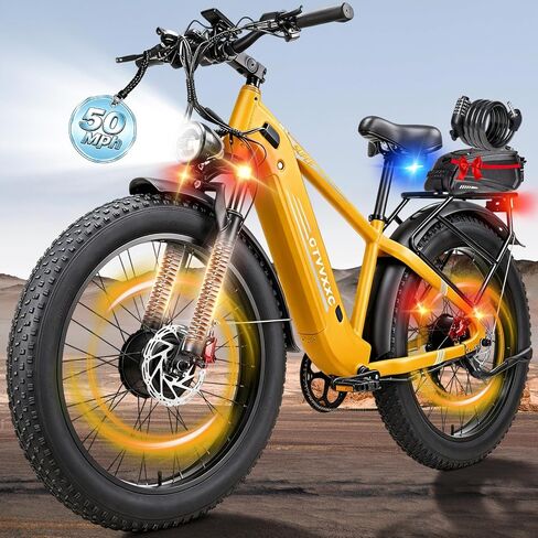 8000W Peak 45-50MPH Dual Motor Bike for Adults with Smart Light & Adjustable Stem, 52V 26Ah 1352Wh Battery Max 100 Miles Long Range with Hydraulic Disc Brake,26"*4.0 Fat Tire Electric Mountain EBike in Kuwait