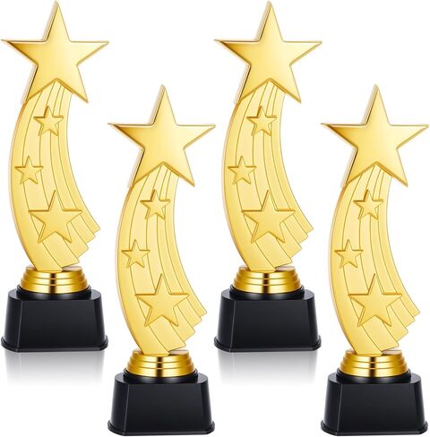 Quelay 9.5 Inch Trophy Awards Gold Plastic Trophies Bulk for Sports Tournament Star Trophy for Employee Recognition, School Prize, Motivational Gift, Outstanding Achievement, Competition in Kuwait