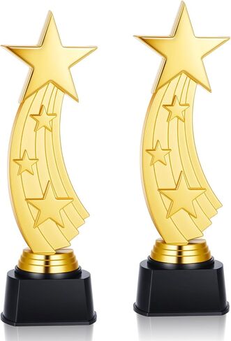 Quelay 9.5 Inch Trophy Awards Gold Plastic Trophies Bulk for Sports Tournament Star Trophy for Employee Recognition, School Prize, Motivational Gift, Outstanding Achievement, Competition in Kuwait