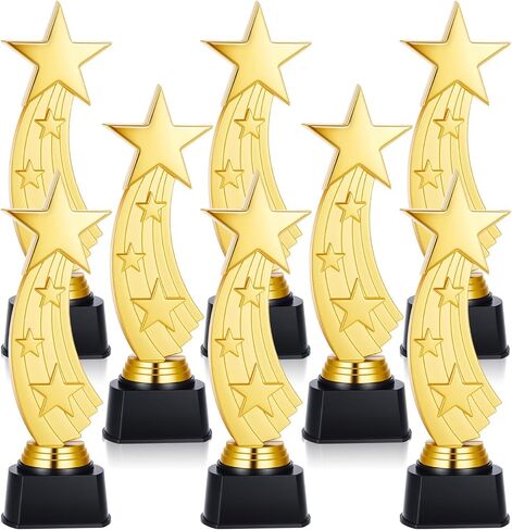 Quelay 9.5 Inch Trophy Awards Gold Plastic Trophies Bulk for Sports Tournament Star Trophy for Employee Recognition, School Prize, Motivational Gift, Outstanding Achievement, Competition in Kuwait