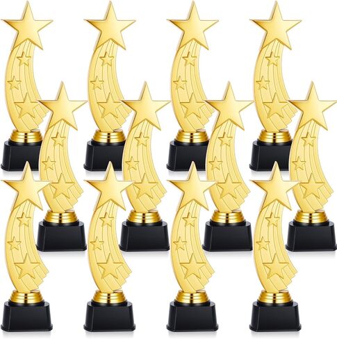 Quelay 9.5 Inch Trophy Awards Gold Plastic Trophies Bulk for Sports Tournament Star Trophy for Employee Recognition, School Prize, Motivational Gift, Outstanding Achievement, Competition in Kuwait
