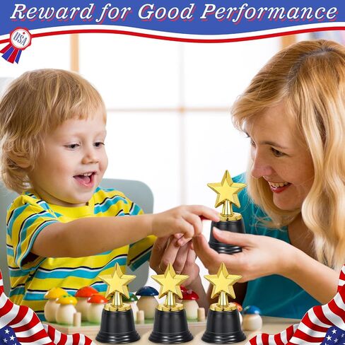 Fumete 60 Pcs Mini Star Trophy Awards 4.5 Inch Plastic Gold Award Trophies Participation Trophy for Adults Kids Classroom School Party Favors Rewards Winning Prizes Competitions Goodie Bags in Kuwait