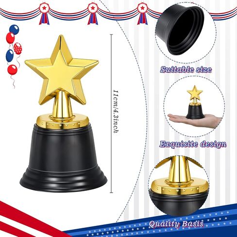 Fumete 60 Pcs Mini Star Trophy Awards 4.5 Inch Plastic Gold Award Trophies Participation Trophy for Adults Kids Classroom School Party Favors Rewards Winning Prizes Competitions Goodie Bags in Kuwait