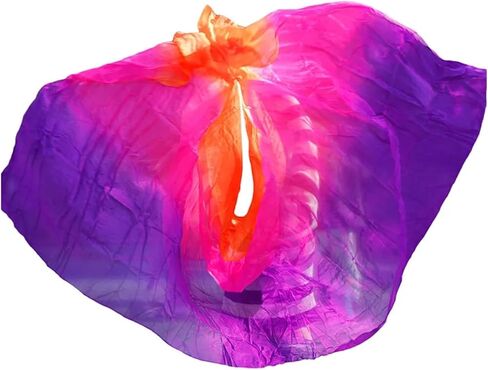 Women's Silk Belly Dance Scarf Real Silk Belly Dance Veil Shawl Women Scarf Costume Accessory Handmade Dyed Pure Silk Veil For performance competitions(Color 24-dz,M- 250X114cm) in Kuwait