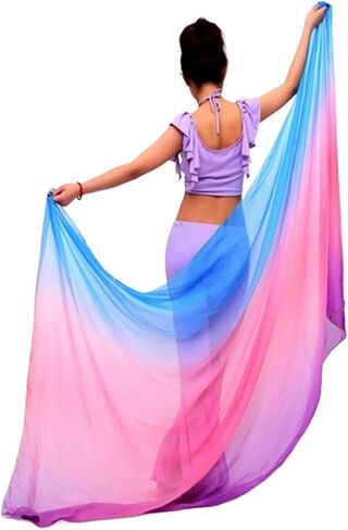 وشاح رقص شرقي حريري للنساء 6 ألوان حجاب رقص شرقي 220 سم * 120 سم وشاح رقص يشبه الحرير شال للسيدات لمسابقات الأداء (اللون-E) in Kuwait