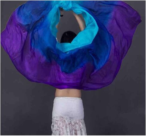 Women's Silk Belly Dance Scarf Women Real Silk Belly Dancing Silk Veils Hand Thrown Silk Scarf Shawl Gradient Dancing Accessories Belly Dance Veil For performance competitions(SK032,400x114cm) in Kuwait