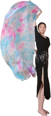 Women's Silk Belly Dance Scarf Silk Veil Belly Dance Scarf Gradient Silk Veil Shawls Women Hand Thrown Scarf Gradient 200cm 250cm 270cm Dance Performance For performance competitions(Style 6,270cmX11 in Kuwait