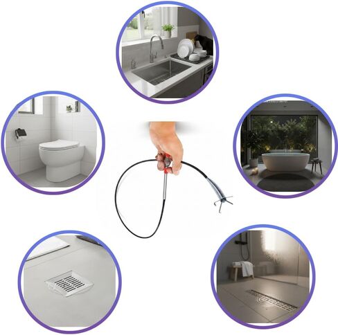 Gadgetime USA 35-Inch Drain Snake & Pickup Tool, 4-Claw Grabber for Cleaning, Gutter Cleaning Tool, Retrieving, Removing Objects from Debris, Toilet, Shower, Tub & Outdoor Drains in Kuwait