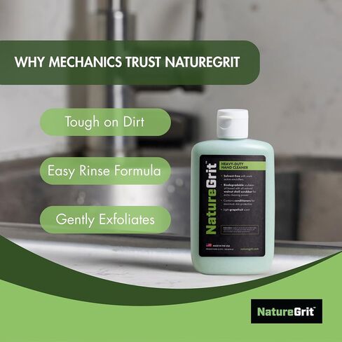 منظف ​​يدوي عالي التحمل من NatureGrit للميكانيكا، رائحة الجريب فروت، 118 مل - منظف يدوي صناعي مع مقشر قشرة الجوز، منظف يدوي ميكانيكي للشحوم والزيوت والأوساخ in Kuwait