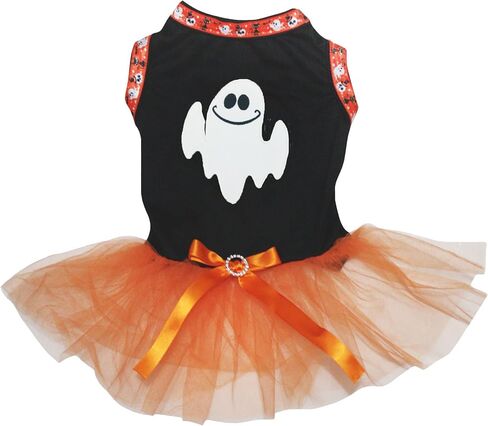 فستان Petitebella Little Ghost Puppy Dog (برتقالي/دانتيل، كبير) in Kuwait