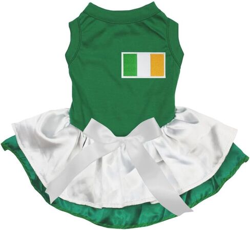 فستان Petitebella Ireland Flag Puppy Dog (أبيض/أخضر ترتر، مقاس XXX-Large) in Kuwait