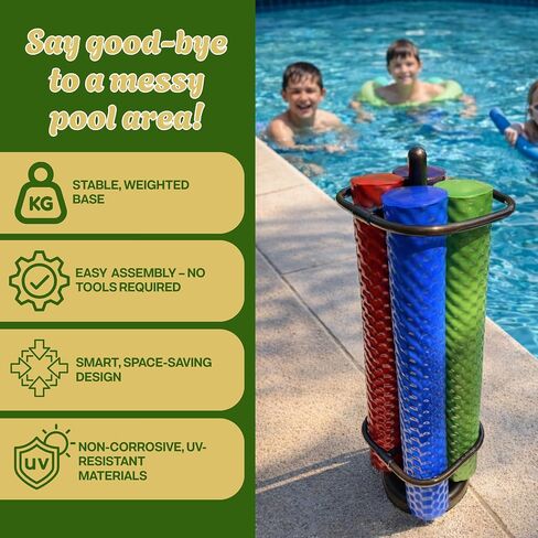 Extra Large Pool Noodle Storage Rack – Rustproof Bronze PVC Pool Float Organizer with Fillable Base for Stability – Outdoor Pool Storage Rack for Noodles & Floats in Kuwait