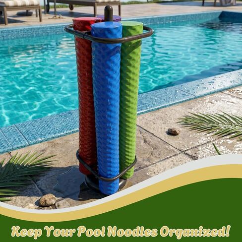 Extra Large Pool Noodle Storage Rack – Rustproof Bronze PVC Pool Float Organizer with Fillable Base for Stability – Outdoor Pool Storage Rack for Noodles & Floats in Kuwait